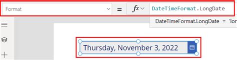 powerapps now format.